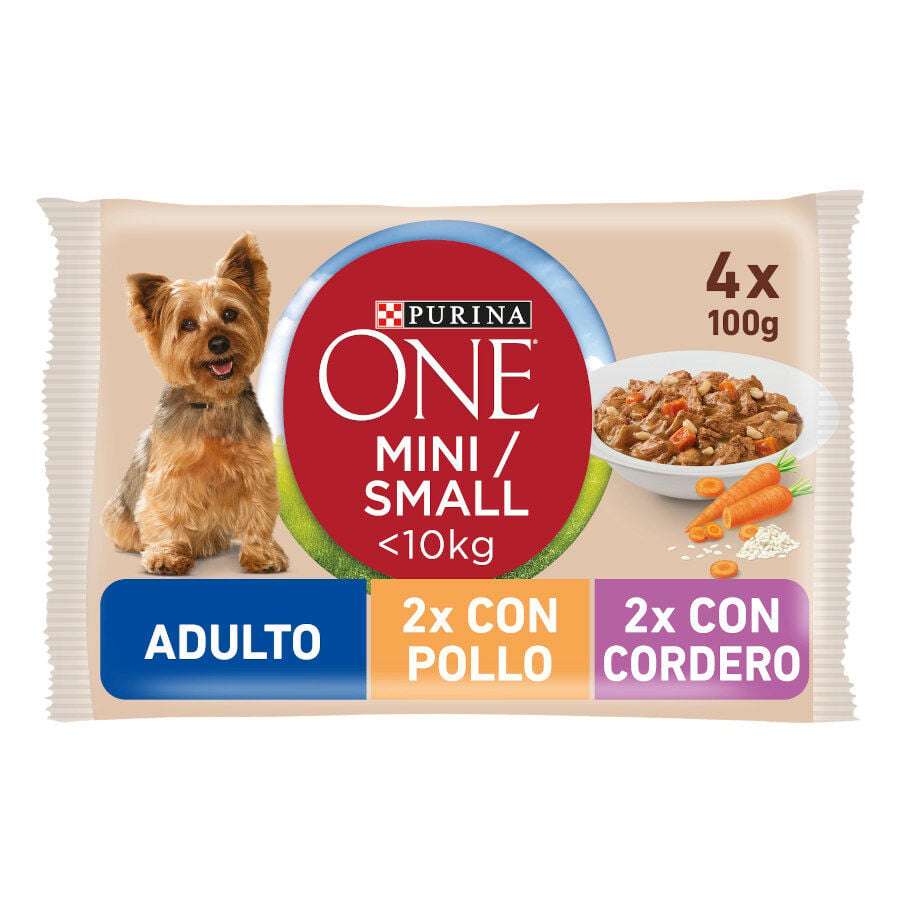 One Adult Mini Small  Pollo y Cordero en Salsa sobre para perros